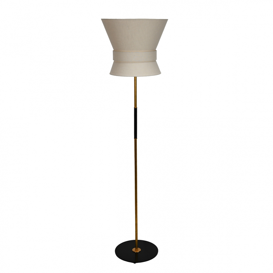 Bow Golvlampa Stor Rå Mässing/Cream White