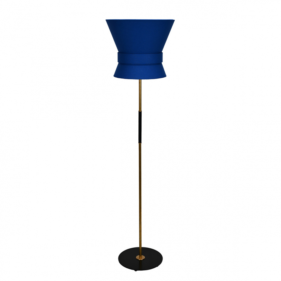 Bow Golvlampa Stor Rå Mässing/Midnight Blue