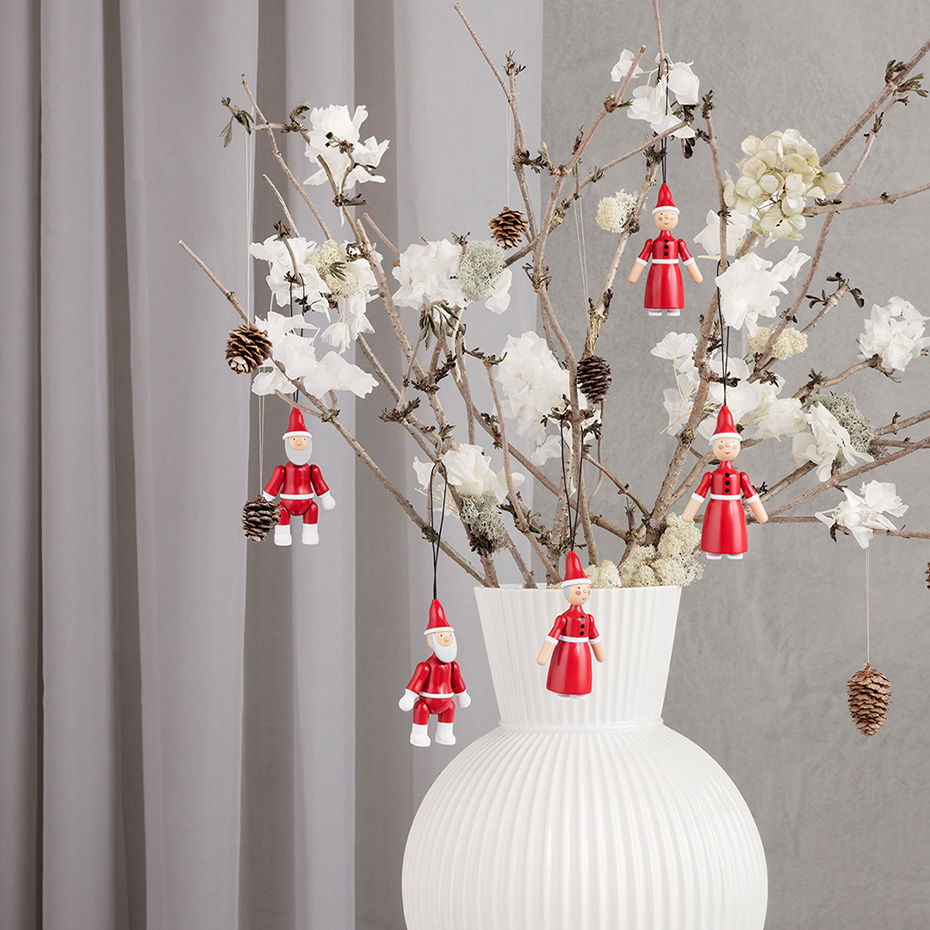 Santa Claus & Santa Clara Träfigurer Röd/Vit