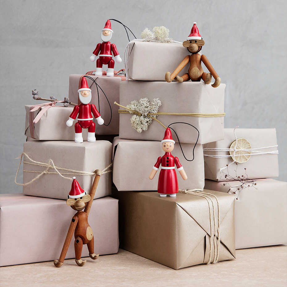 Santa Claus & Santa Clara Träfigurer Röd/Vit