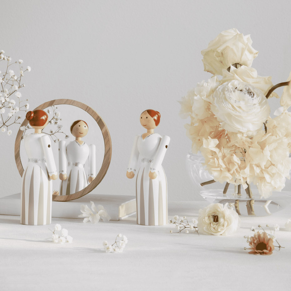 Brud Träfigur Vit