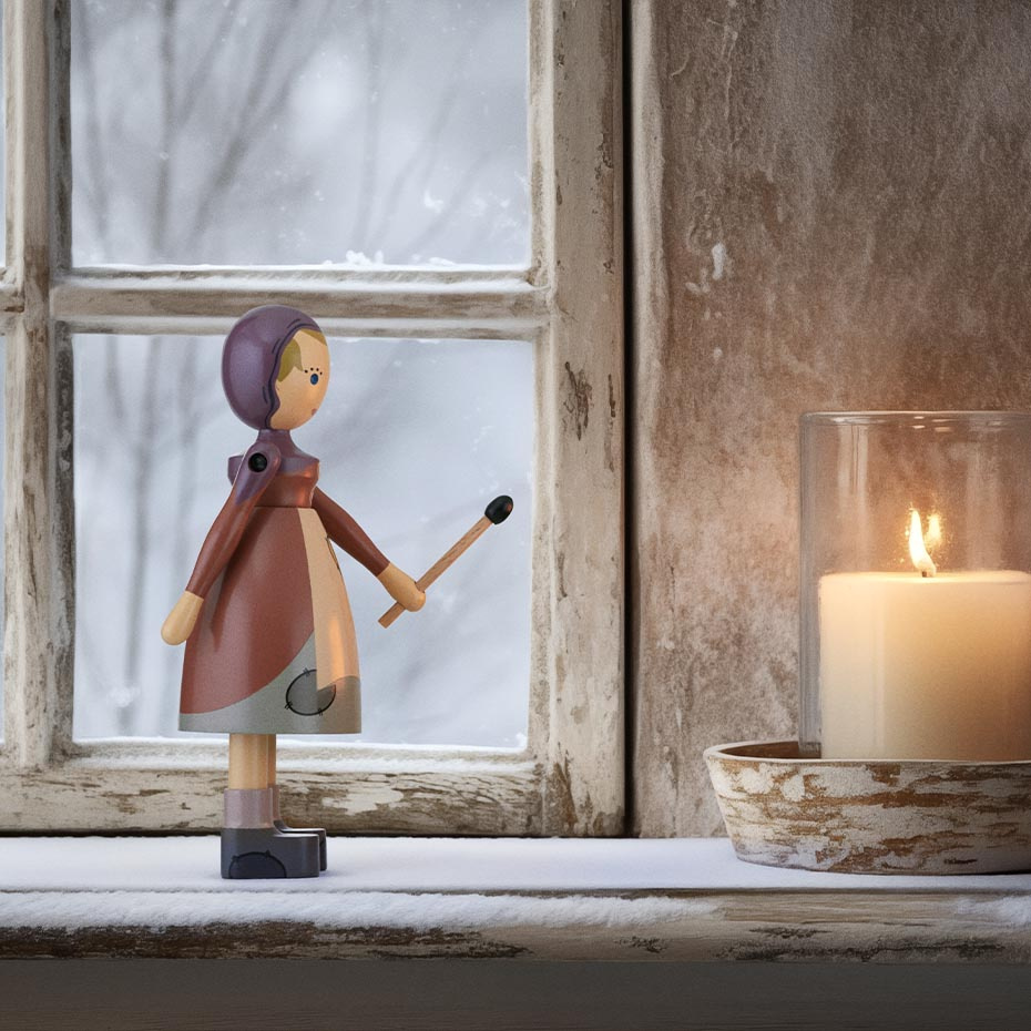 Den Lilla Flickan Med Svavelstickorna Träfigur Multi