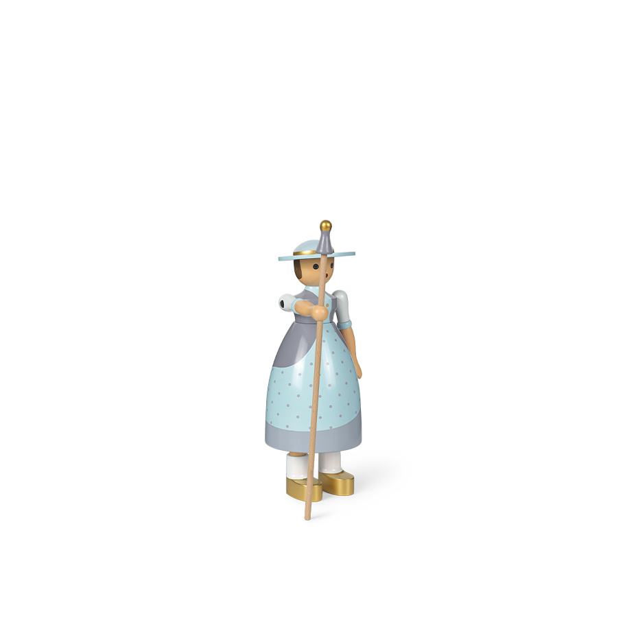 Herdinnan Träfigur Ljusblå