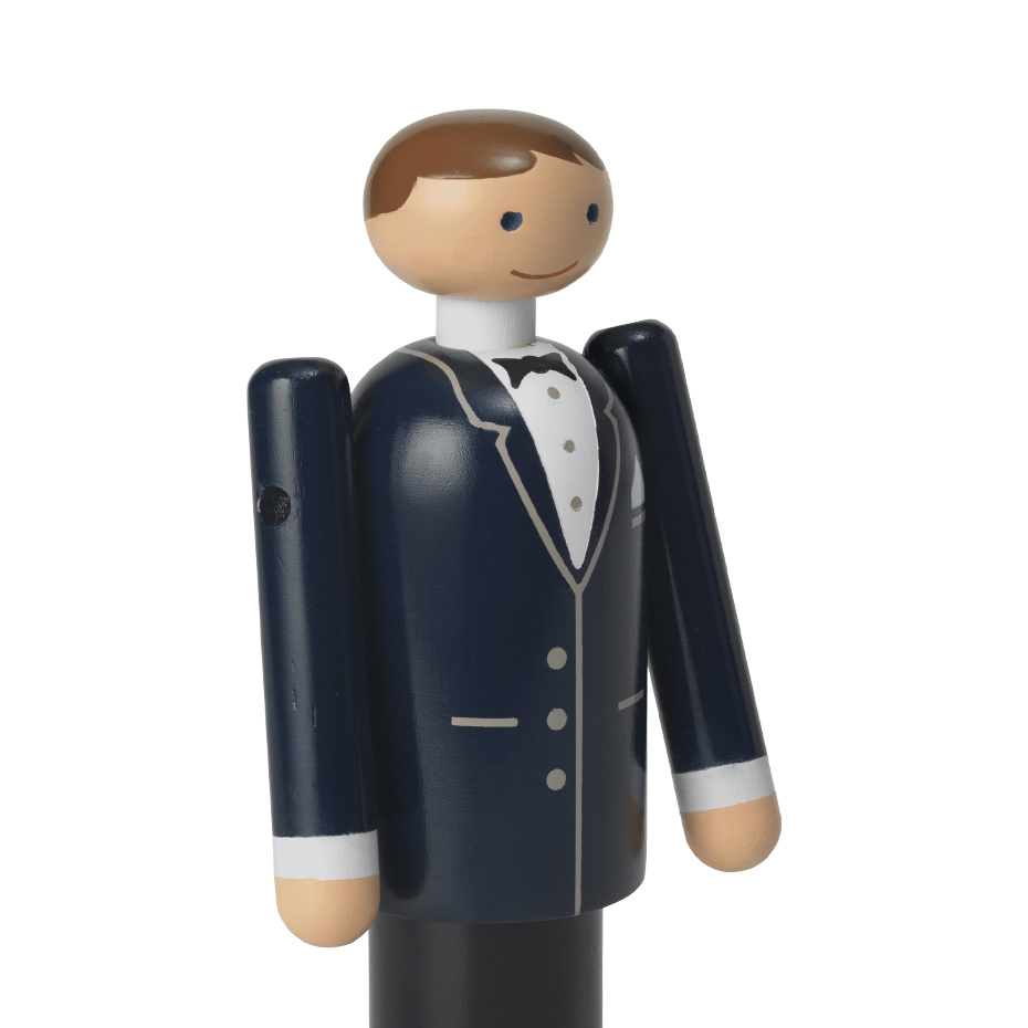 Brudgum Träfigur Mini Blå/Svart