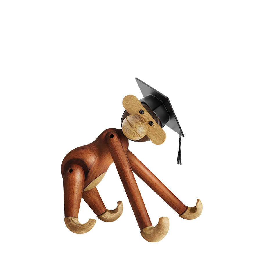 Graduation Hat Träfigur Liten Svart