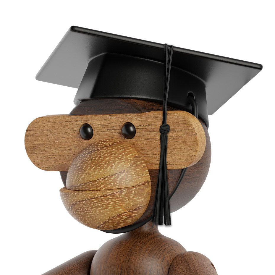 Graduation Hat Träfigur Liten Svart