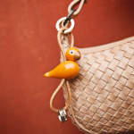 Fågel Nyckelring Silverfärgad Naturläder/Orange Fågel Nyckelring Silverfärgad Naturläder/Orange