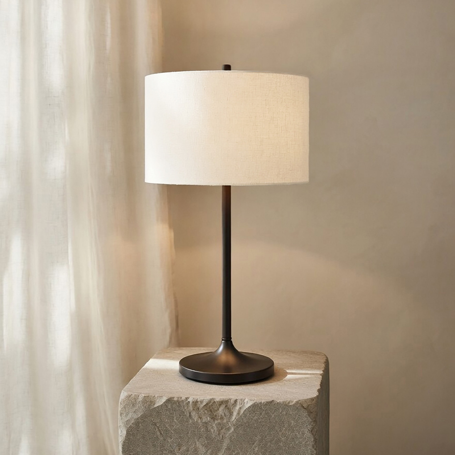 Soft Bordslampa Vit Linne/Metallic Bronze