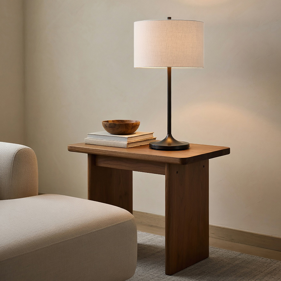 Soft Bordslampa Vit Linne/Metallic Bronze