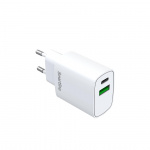 Speedy Charger Väggladdare USB-A & USB-C PD QC 20W Vit Speedy Charger Väggladdare USB-A & USB-C PD QC 20W Vit