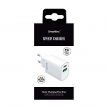 Speedy Charger Väggladdare USB-A & USB-C PD QC 20W Vit Speedy Charger Väggladdare USB-A & USB-C PD QC 20W Vit