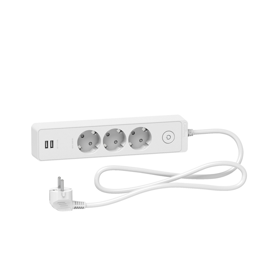 Unica Extend Grenuttag Med Brytare 3-Vägs + USB Jordad Vit