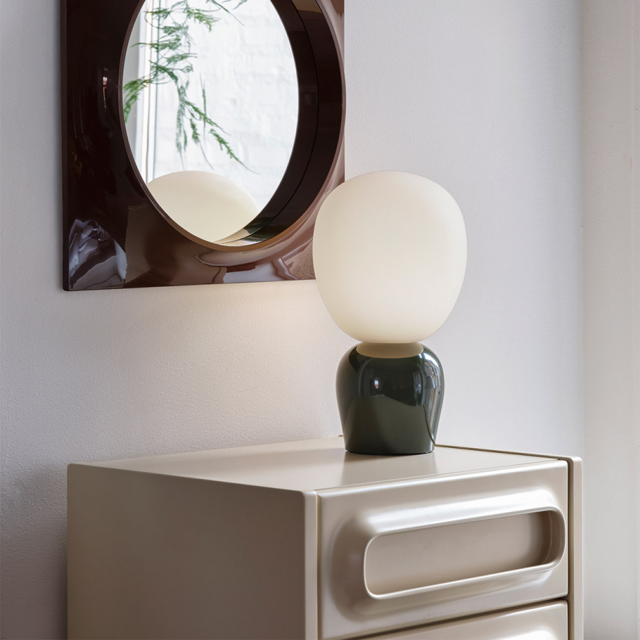 Buddy Bordslampa Blank Skogsgrön/Opalglas