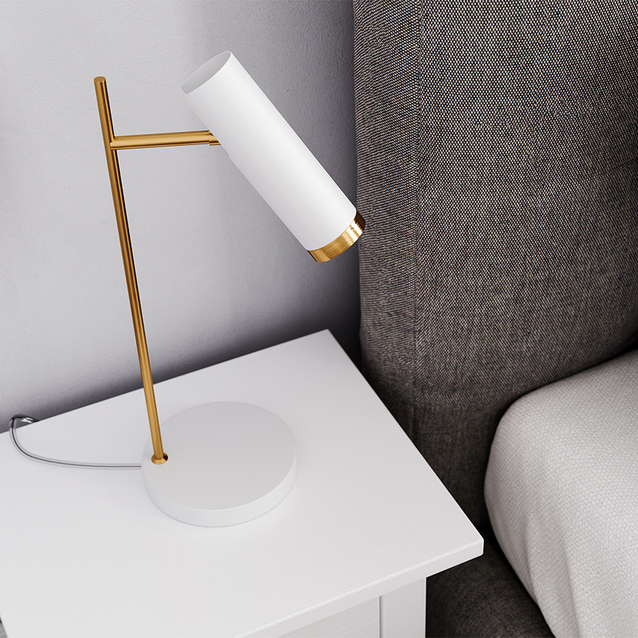 Puls Bordslampa Mattvit/Mässing