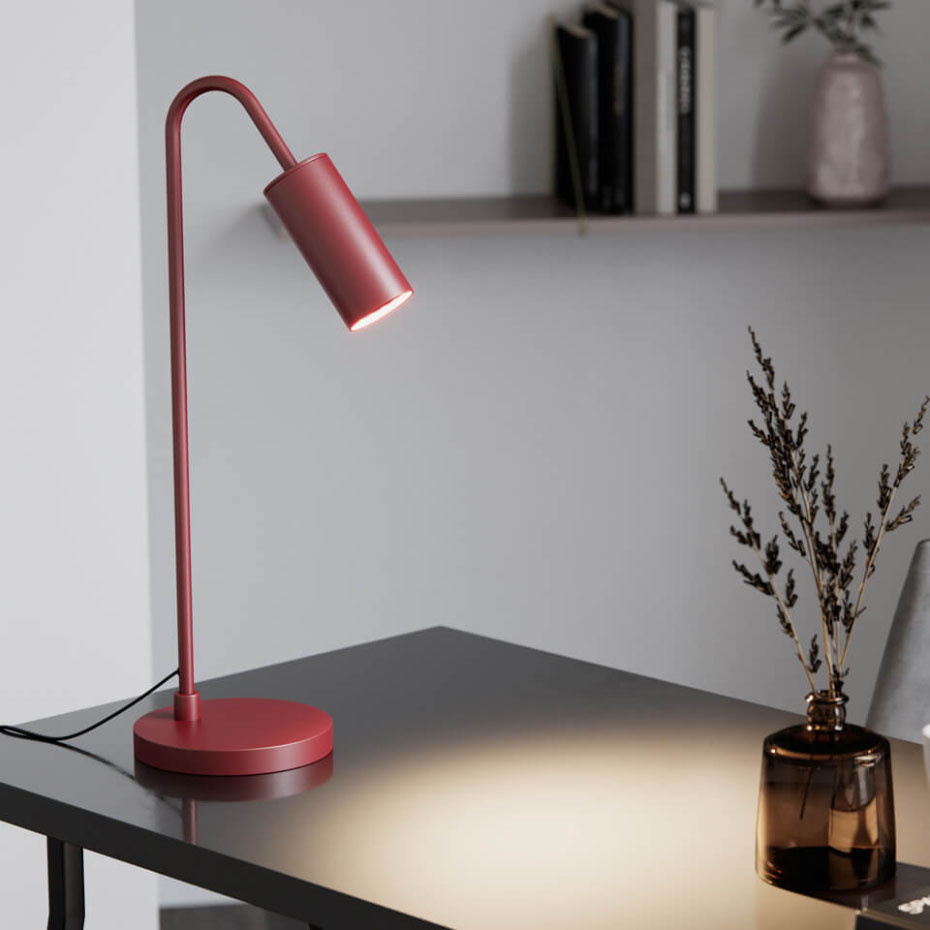 Curve Bordslampa H51cm Mörkröd