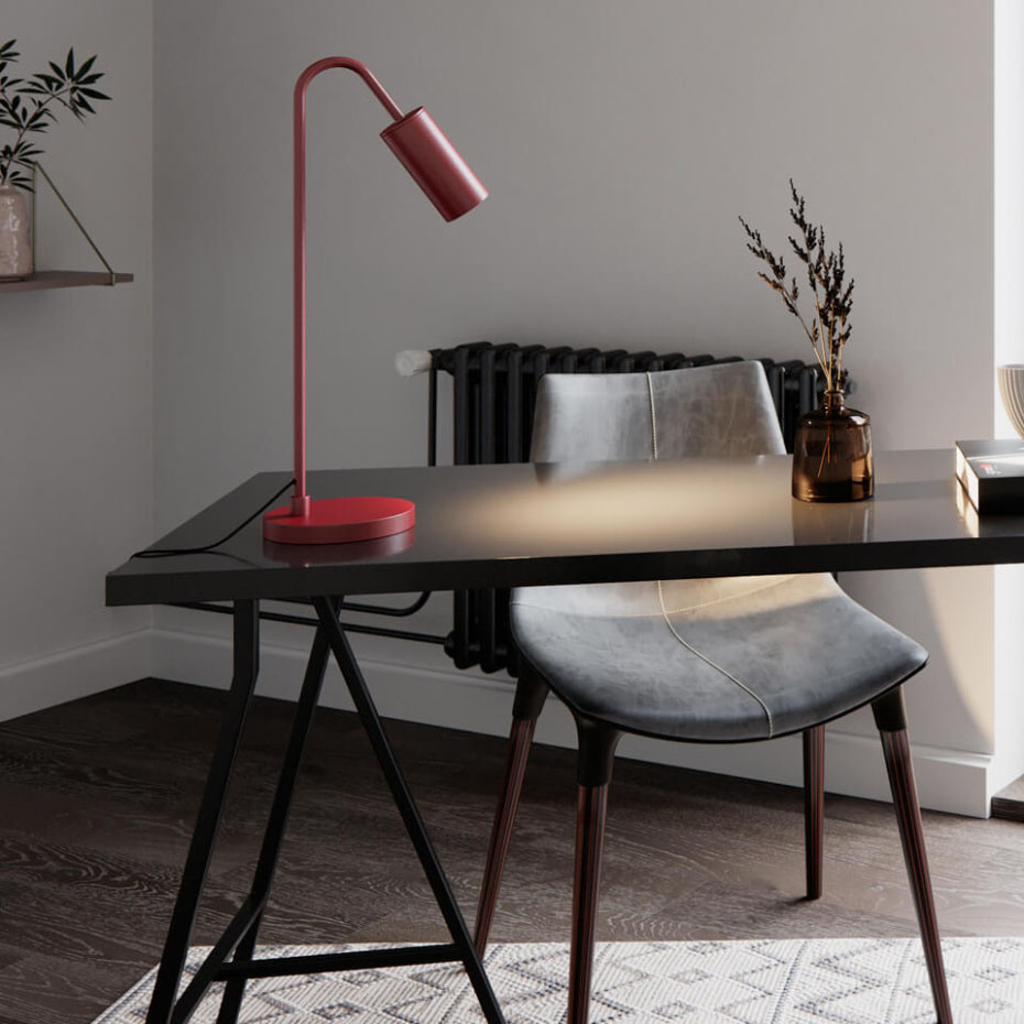 Curve Bordslampa H51cm Mörkröd