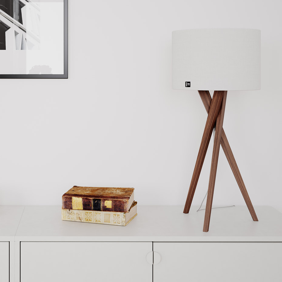 Vega Bordslampa H55cm Valnöt/Vit