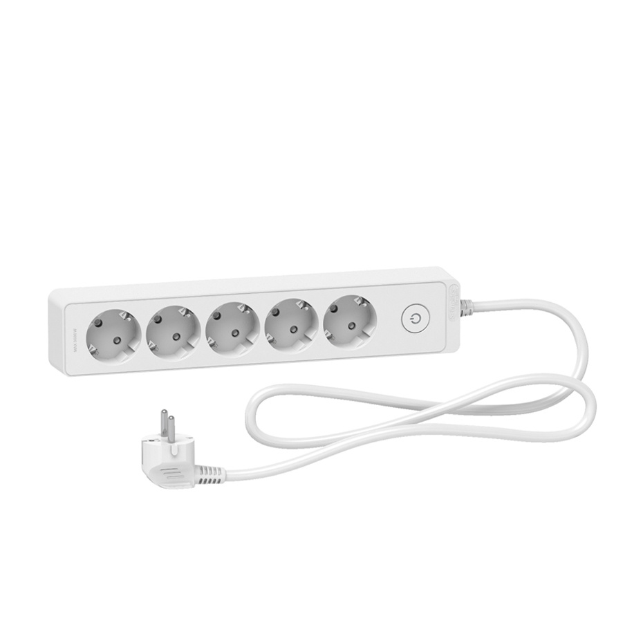 Unica Extend Grenuttag Med Brytare 5-Vägs Jordad Vit