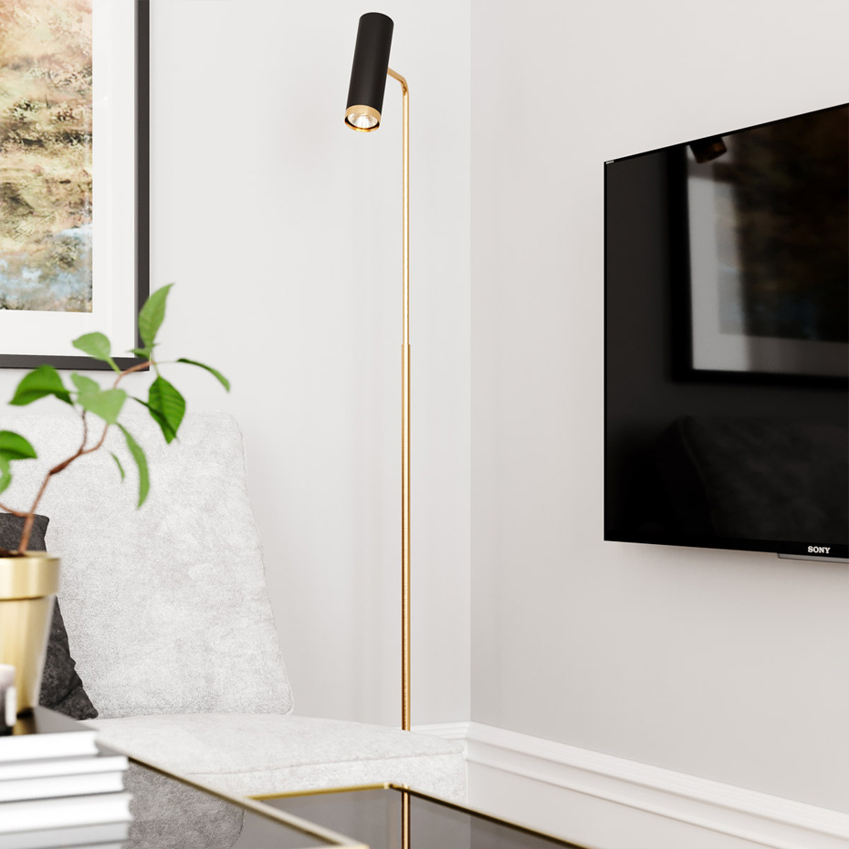 Puls Golvlampa Mattsvart/Mässing