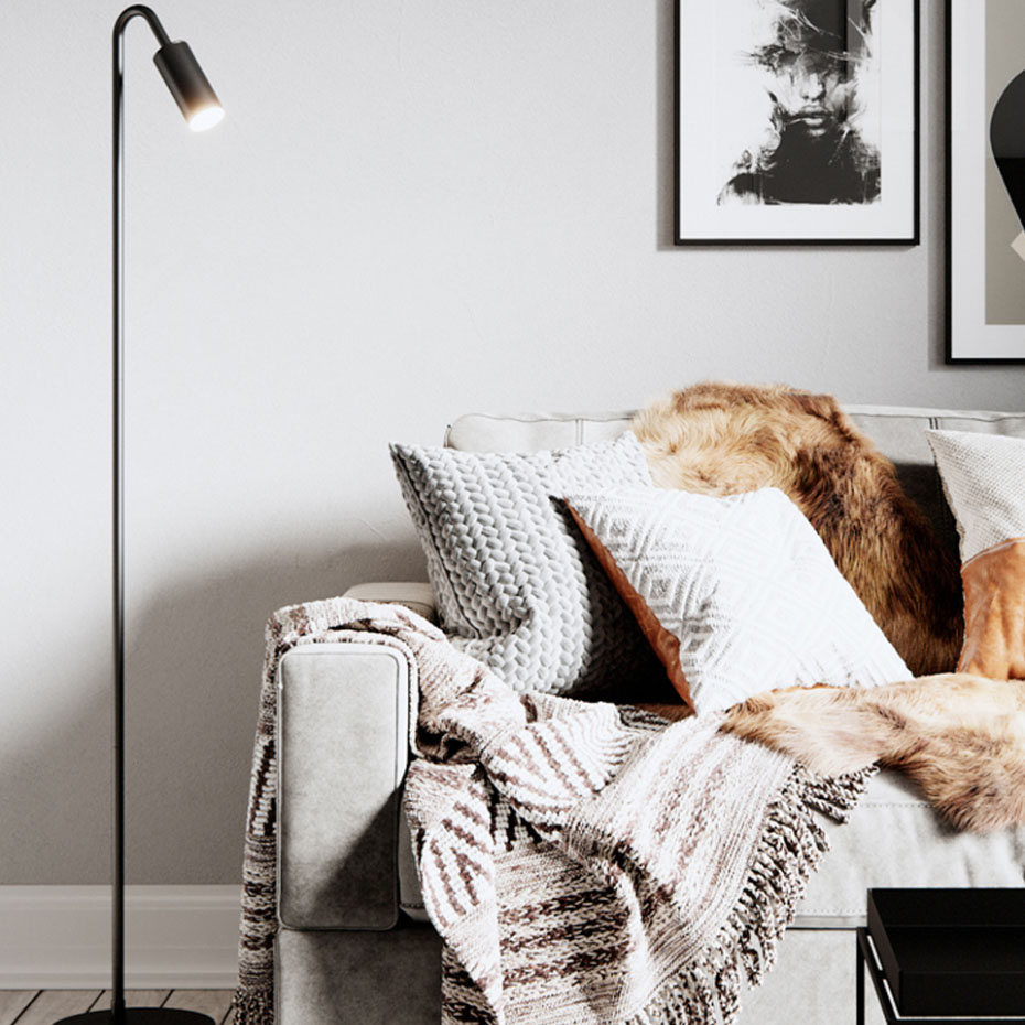 Curve Golvlampa H146cm Mattsvart