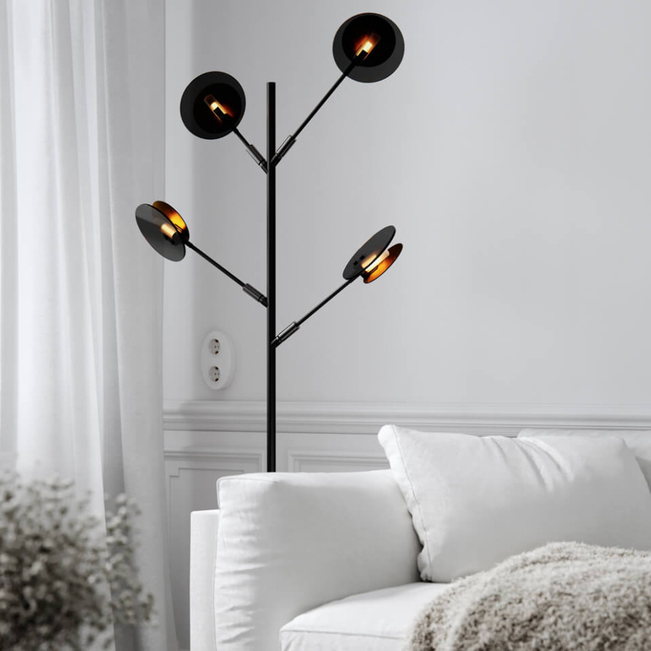 Turno Golvlampa H175cm Mattsvart/Mässing