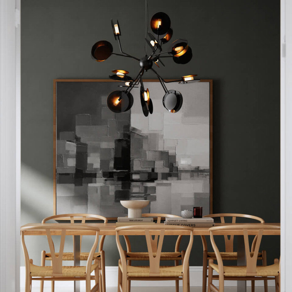 Turno Pendel Ø80cm Mattsvart/Mässing