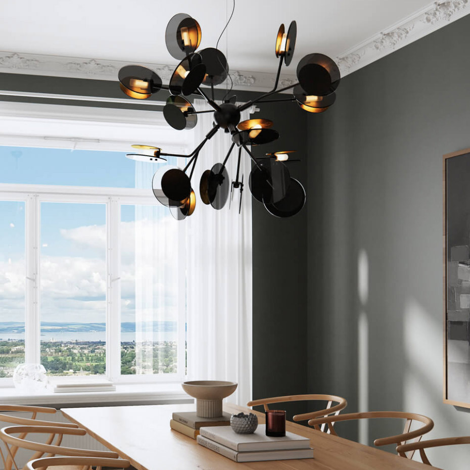 Turno Pendel Ø80cm Mattsvart/Mässing