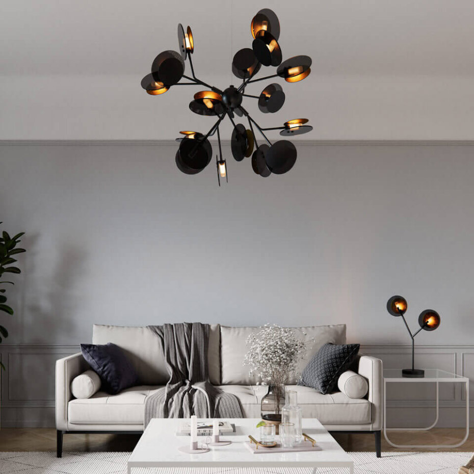 Turno Pendel Ø80cm Mattsvart/Mässing