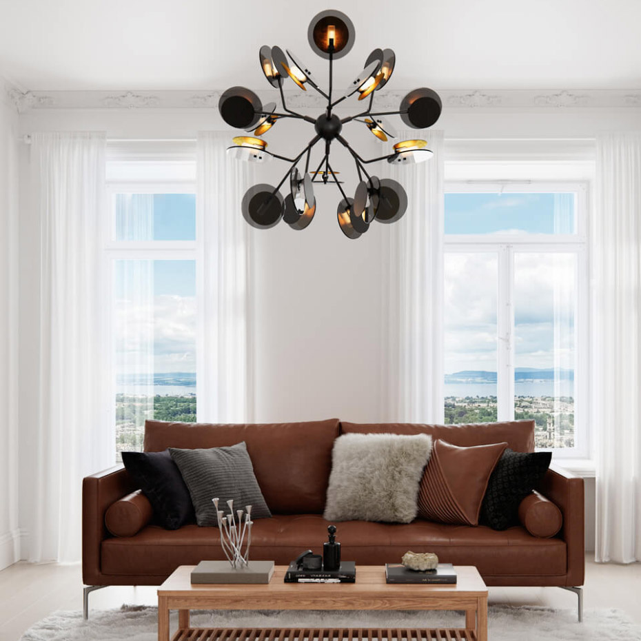 Turno Pendel Ø80cm Mattsvart/Mässing