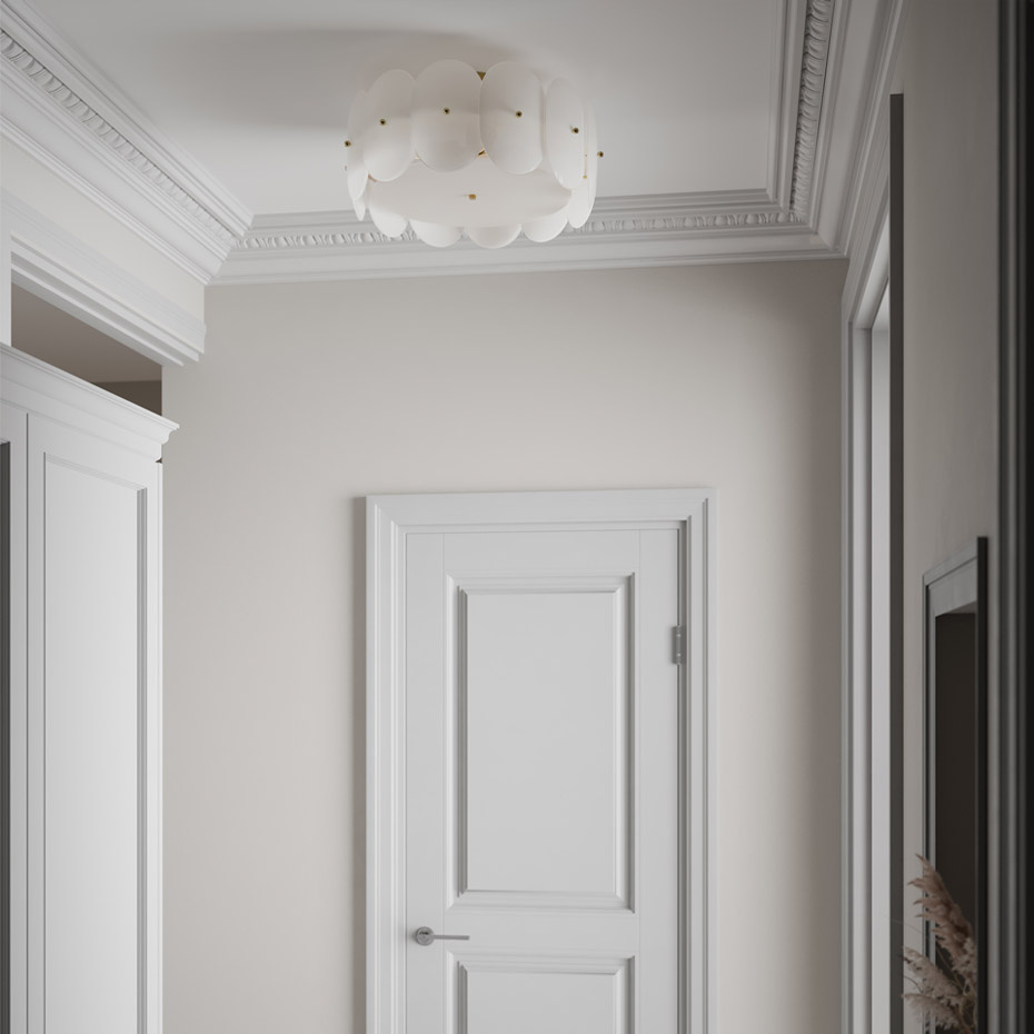 Omlott Plafond Ø53cm Mässing/Vit