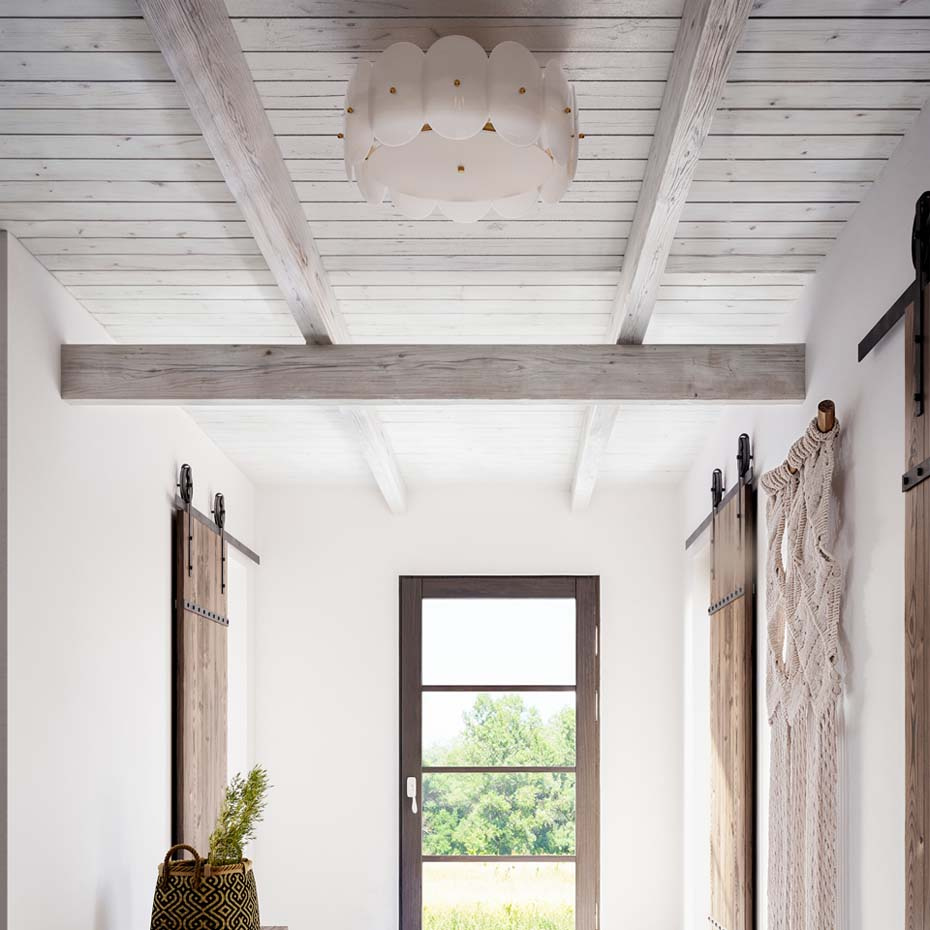 Omlott Plafond Ø53cm Mässing/Vit