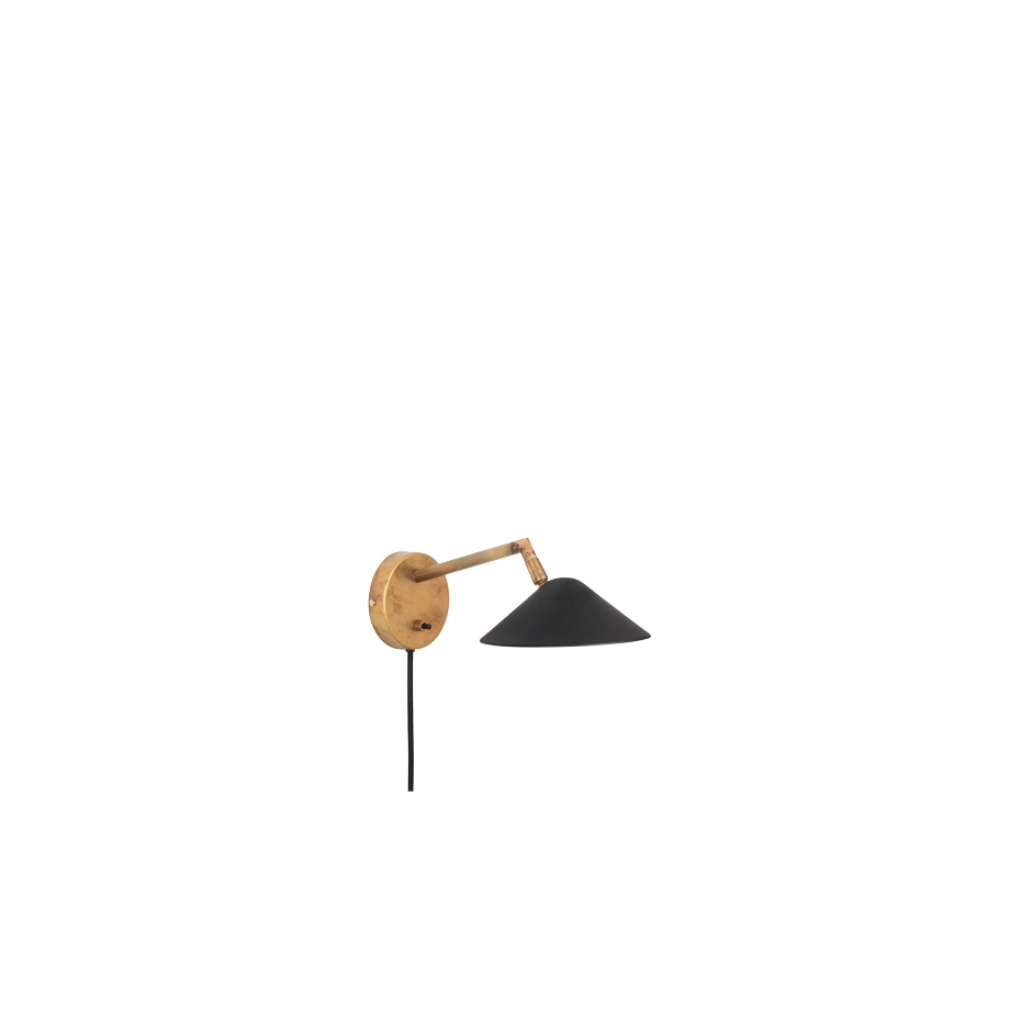 Grenverk Vägglampa Kort Rå Mässing/Mattsvart