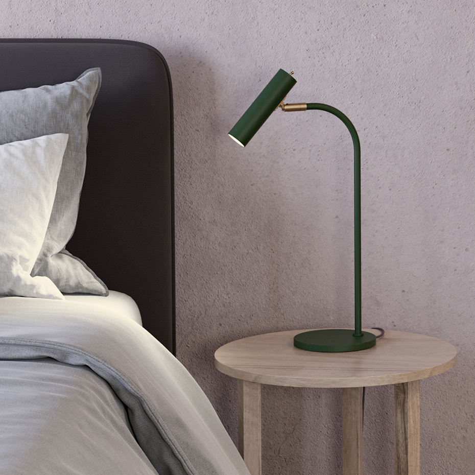 Slender Bordslampa Vit Struktur/Mässing