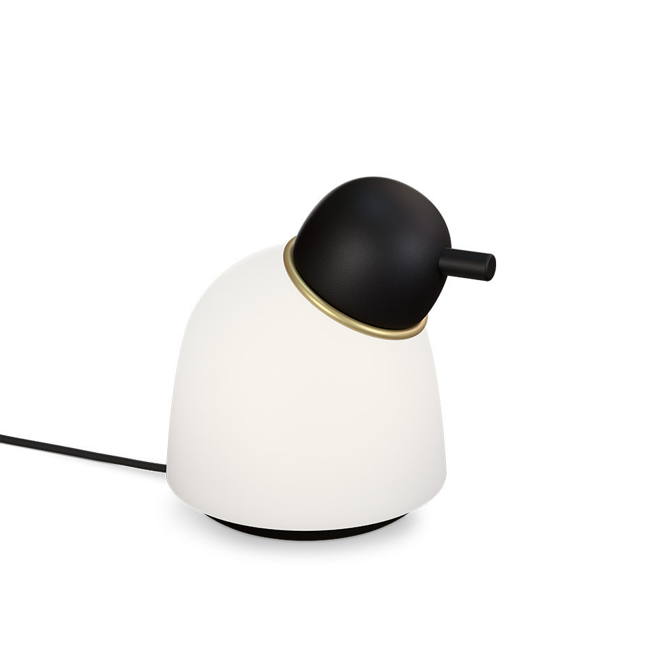 Bird Bordslampa Svart Struktur/Mässing Opalglas