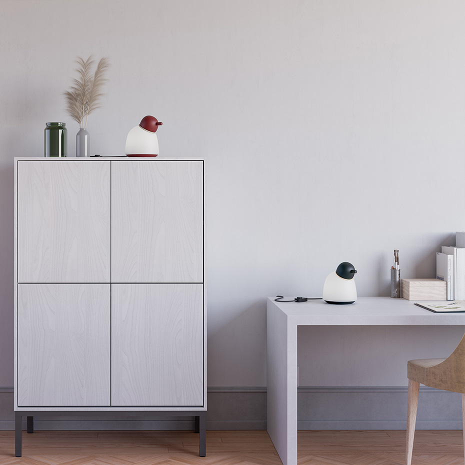 Bird Bordslampa Svart Struktur/Mässing Opalglas