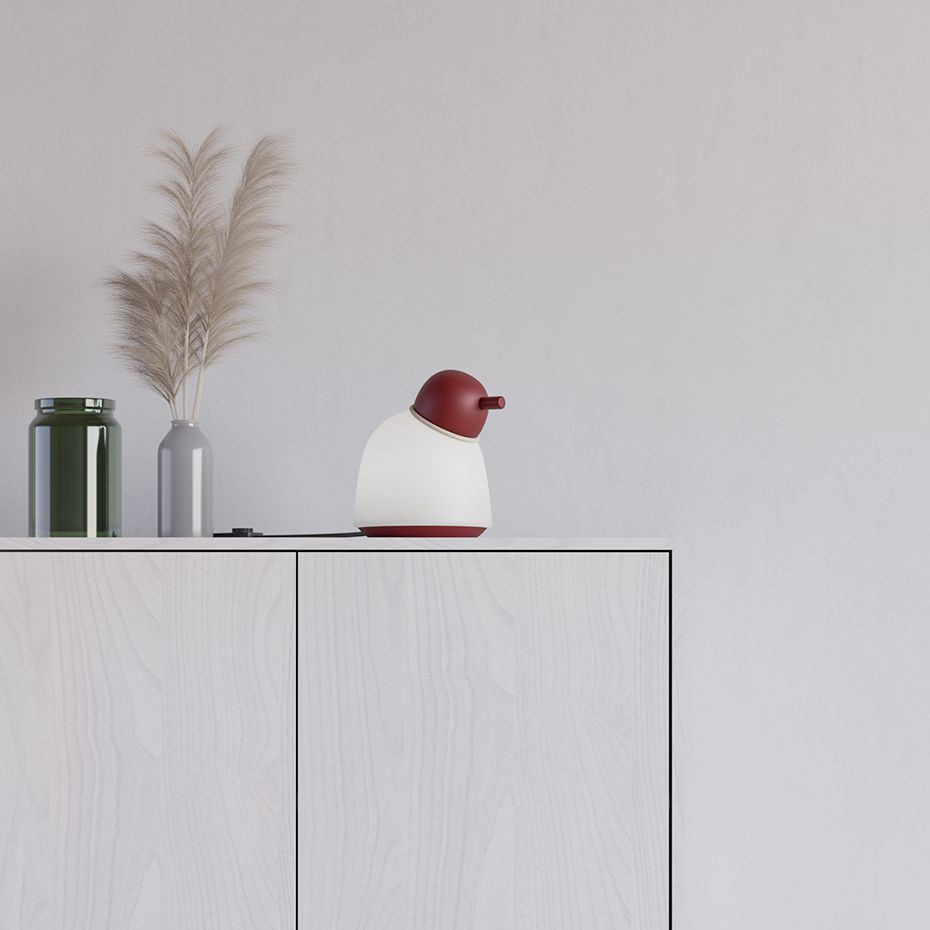 Bird Bordslampa Dark Red/Sand Opalglas