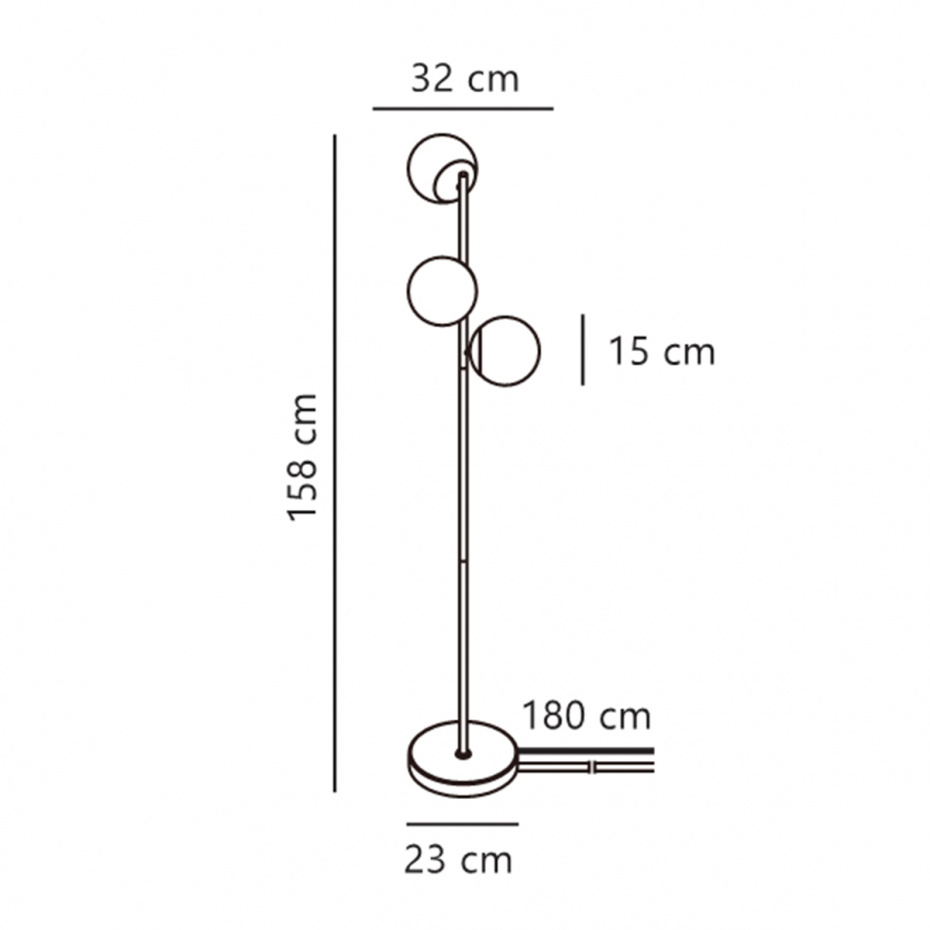 Lilly Golvlampa Svart/Opalglas