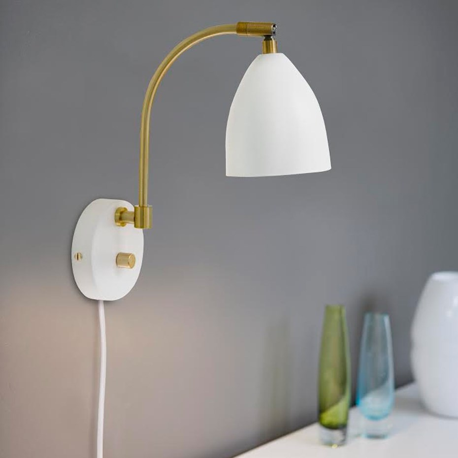 Deluxe Vägglampa Vit/Mässing
