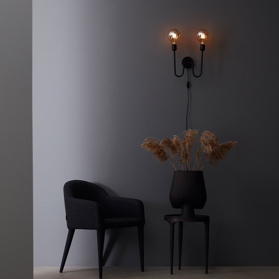 Regal Duo Vägglampa Svart Struktur