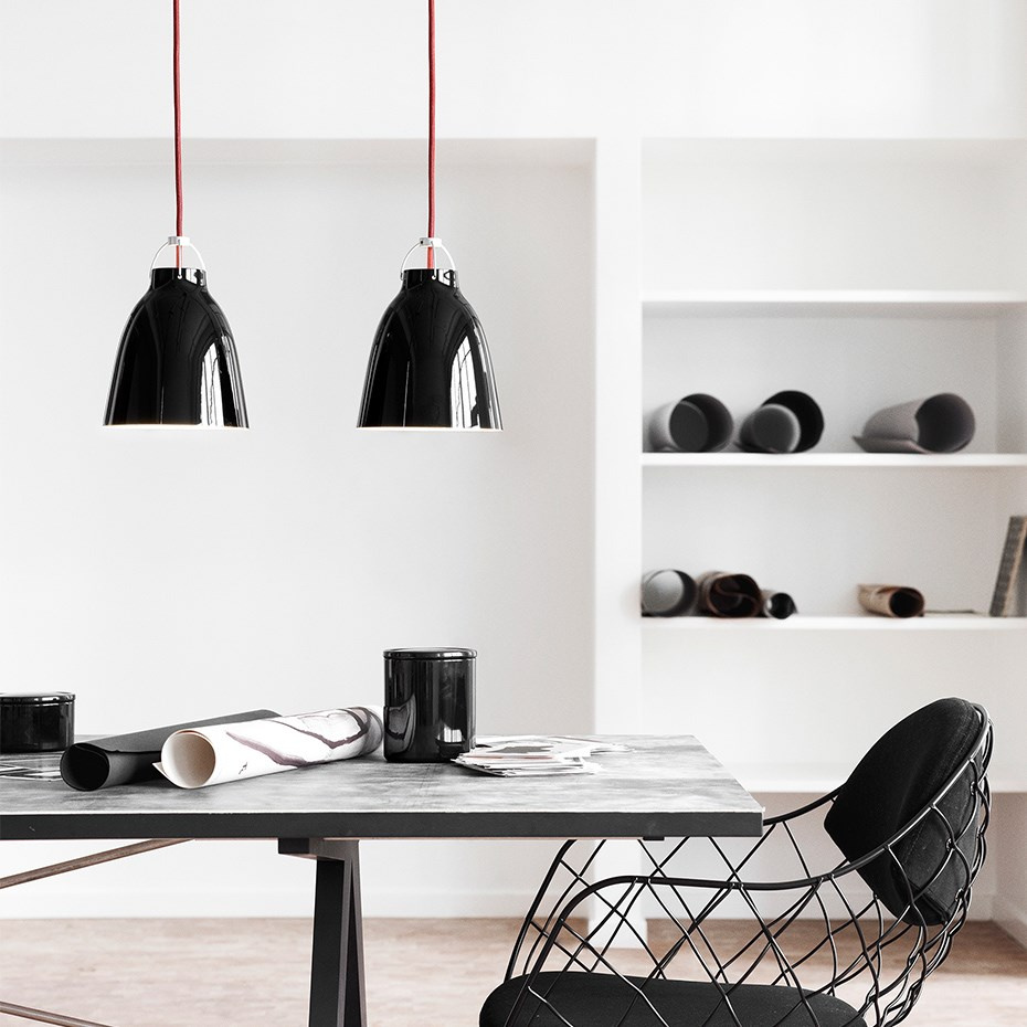Caravaggio P1 Pendel High-Gloss Black/Red
