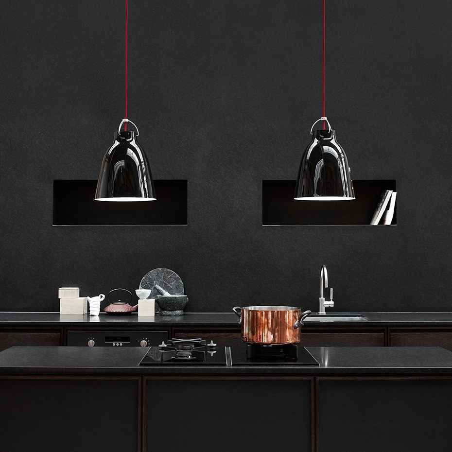 Caravaggio P1 Pendel High-Gloss Black/Red