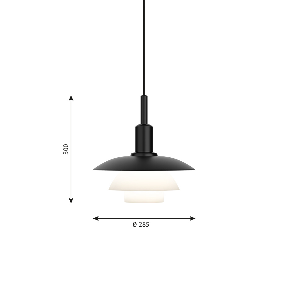 PH 3/3 Pendel Metal Black/Opal Glass V2