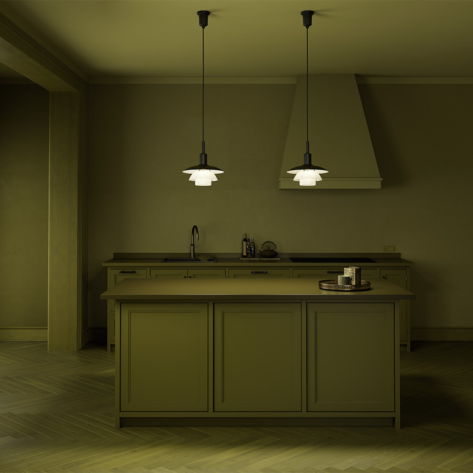 PH 3/3 Pendel Metal Black/Opal Glass V2