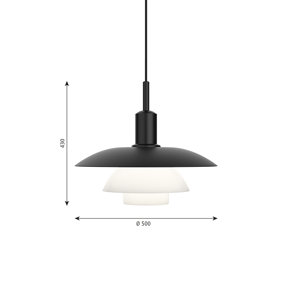 PH 5/5 Pendel Metal Black/Opal Glass V2