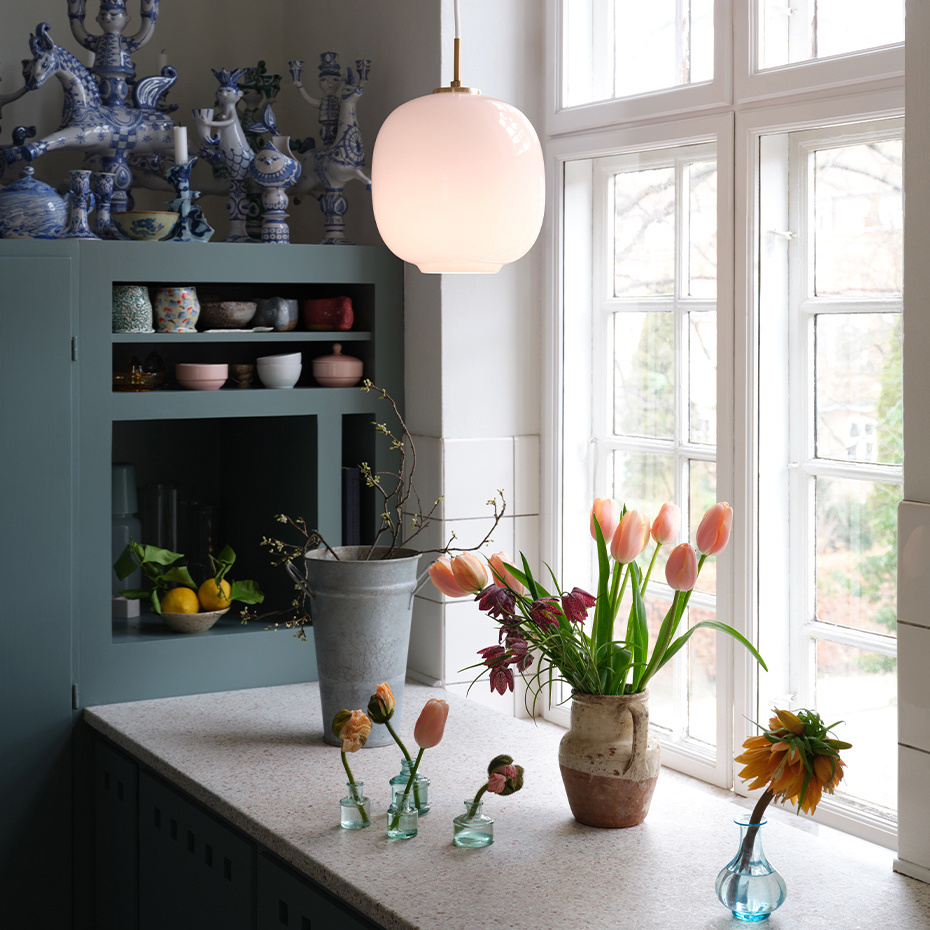 VL45 Ø250 Radiohuspendel Pale Rose/Brass