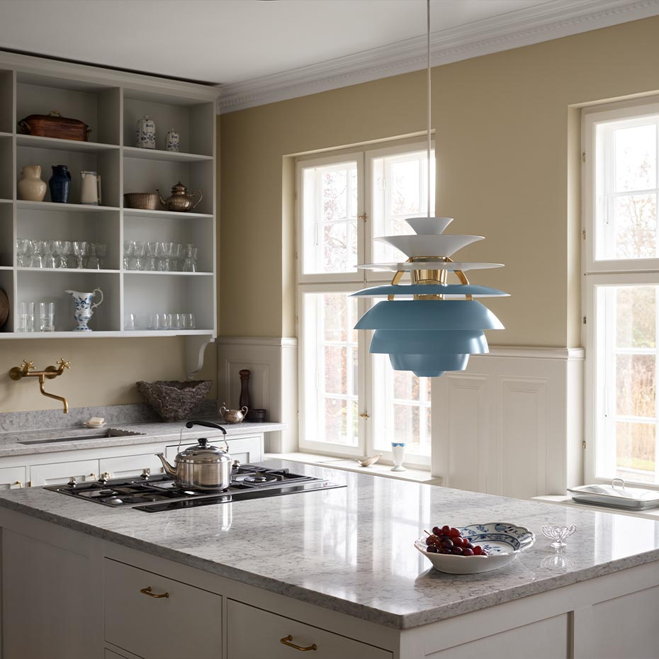 PH Snowball Pendel Dusty Blue/Brass Metallised