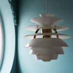 PH Snowball Pendel Soft White/Brass Metallised PH Snowball Pendel Soft White/Brass Metallised