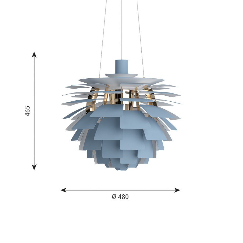 Louis Poulsen PH Artichoke Ø480 Pendel Dusty Blue/Brass Metallised