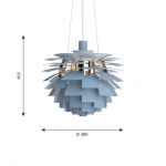 Louis Poulsen PH Artichoke Ø480 Pendel Dusty Blue/Brass Metallised Louis Poulsen PH Artichoke Ø480 Pendel Dusty Blue/Brass Metallised