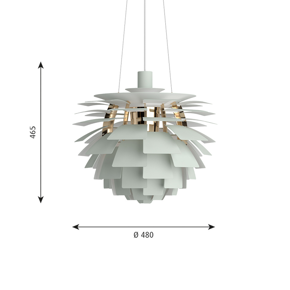 Louis Poulsen PH Artichoke Ø480 Pendel Dusty Green/Brass Metallised